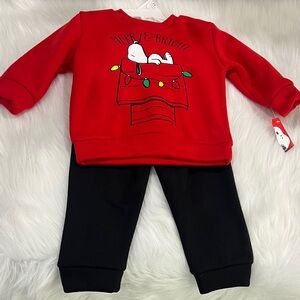 Snoopy Peanuts Red and Black Kids Sweatpants Set